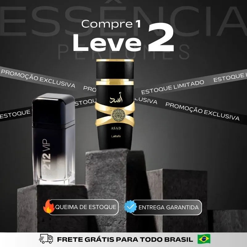 Kit 2 Perfumes Masculinos Importados (100ml cada) - Asad Lattafa + 212 VIP