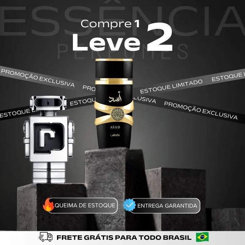 Kit 2 Perfumes Masculinos Importados (100ml cada)  - Asad Lattafa + Rabanne Phantom