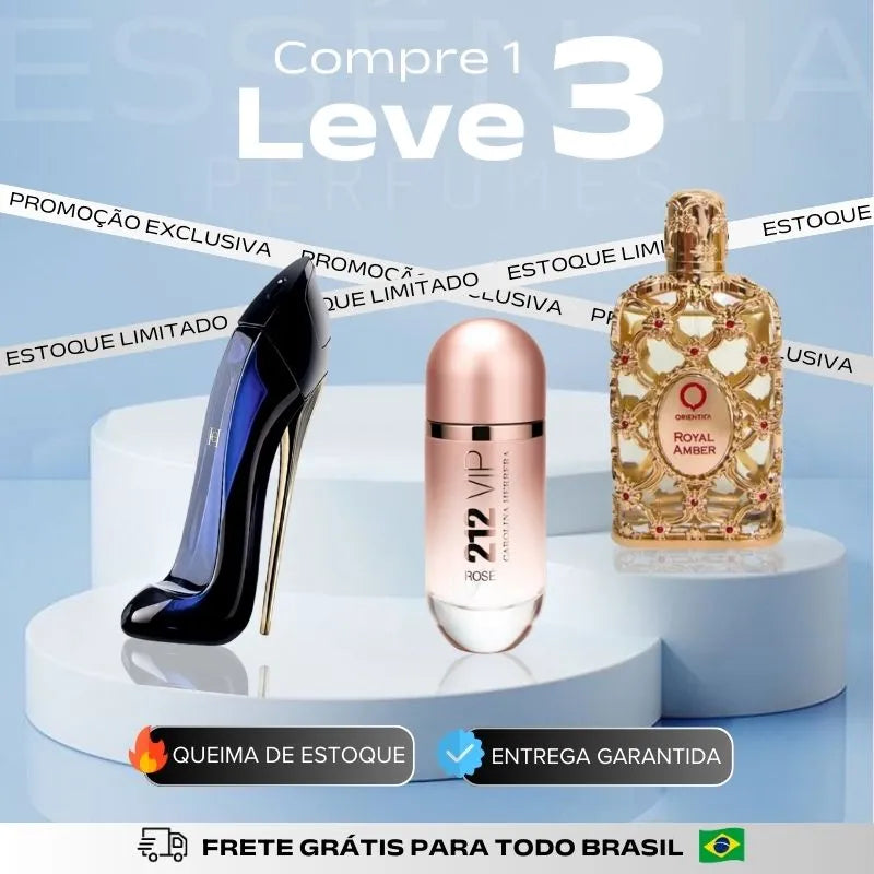 Kit 3 Perfumes Femininos Importados (100ml cada)  - Good Girl +  212 VIP Rose + Royal Amber