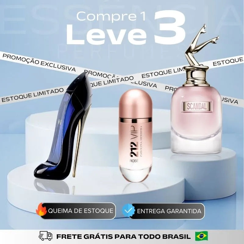 Kit 3 Perfumes Femininos Importados (100ml cada)  - Good Girl +  212 VIP Rose + Scandal